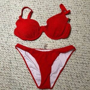 Red Bikini solid unwire bikini